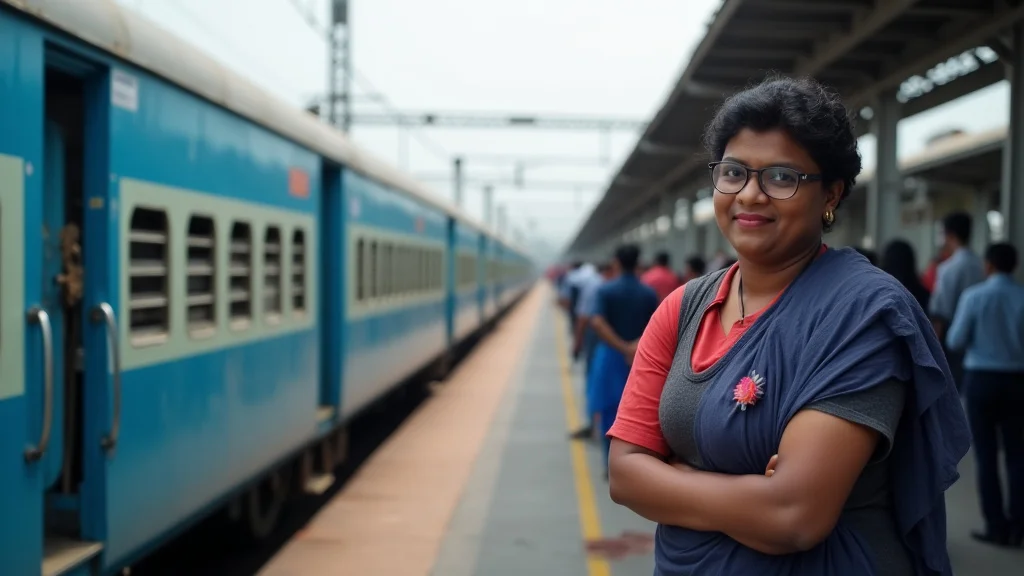 The image shows a person booking Bangladesh Railway tickets online using a mobile device.